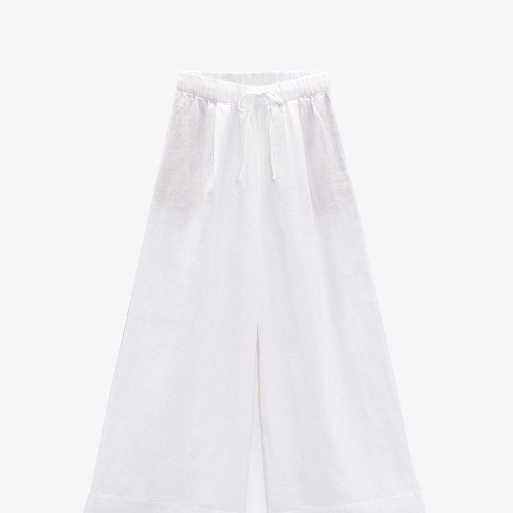 Zara Crisp White Linen Palazzo Pants